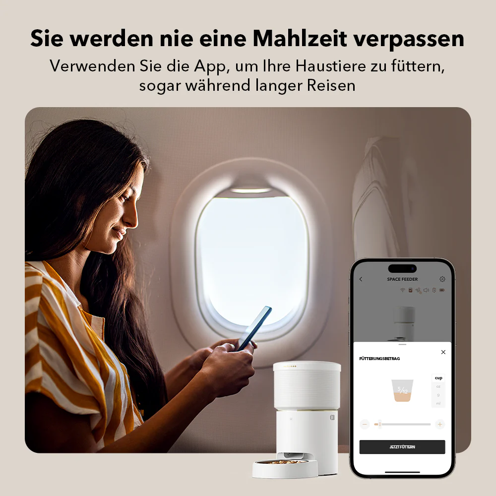 (8L) Space Automatischer Haustier Futter Spender inkl. Vakuum Versieglung / App Steuerung iOS/Android (PLAF107) - Weiss