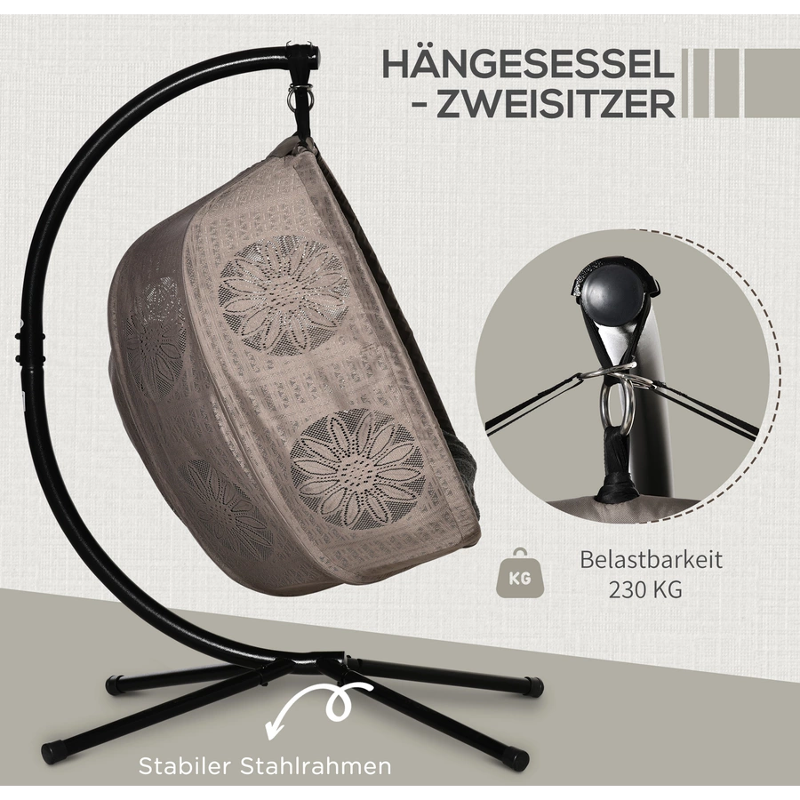 Outsunny Hängesessel mit zwei Sitzplätzen bunt