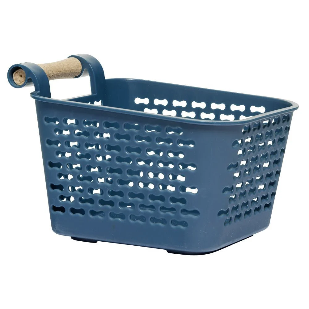 Mini panière en plastique avec poignée bois