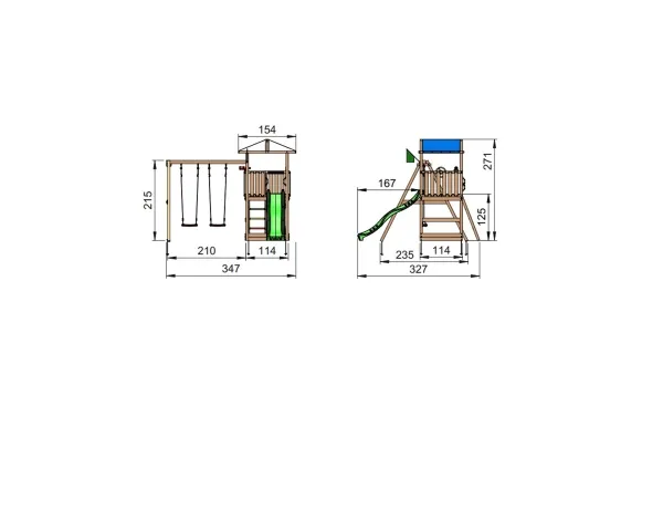 Jungle Gym Hut legetårn komplet inkl. swing module xtra og rutschebane (804-282NSX)