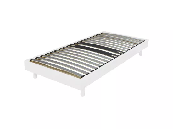 Sommier déco en Kit + pieds 90x190 - Decokit 18 lattes bois - Blanc - H. 13 cm