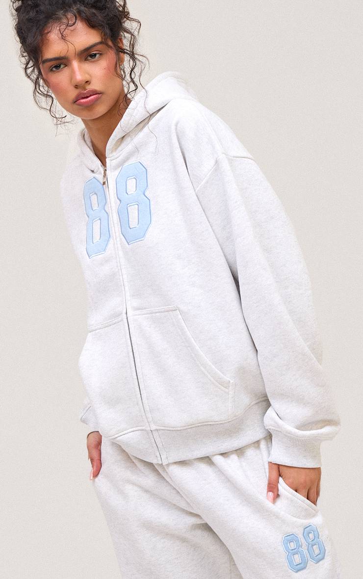 Gris Cendré Sweat À Casynthétiqueche Zippé Imprimé 88