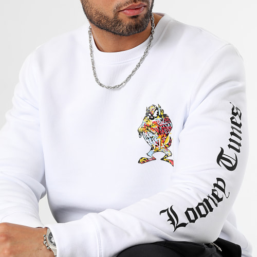 Sweat Crewneck Sleeve Taz Blanc