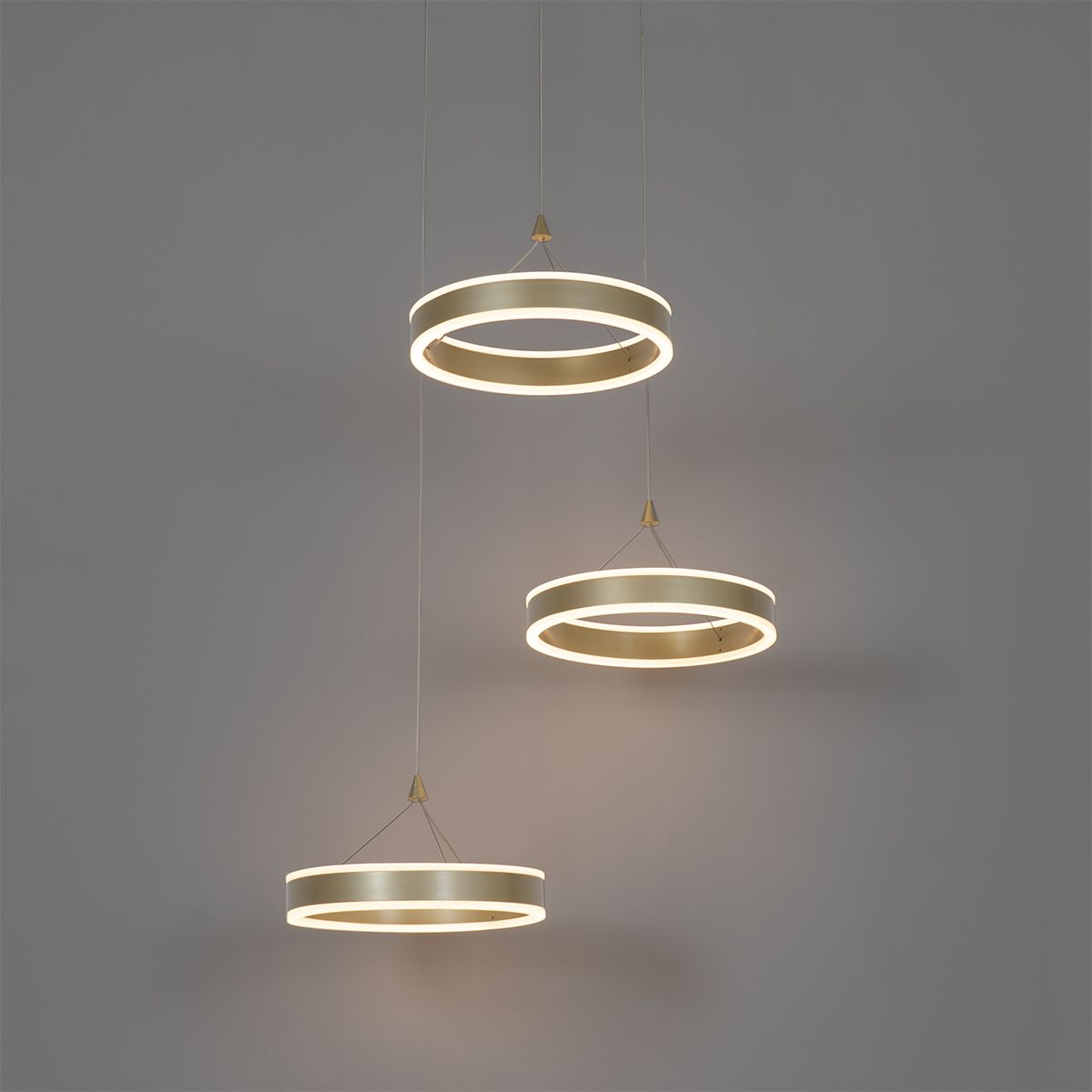 Hanglamp messing rond incl. LED 3-staps dimbaar 3-lichts - Lyani