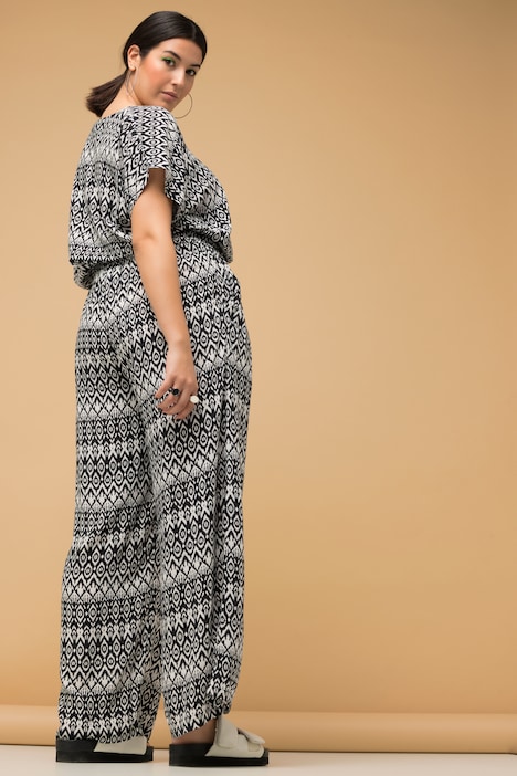 Hose, Wide Legs, HighWaist, Alloverprint, Elastikbund