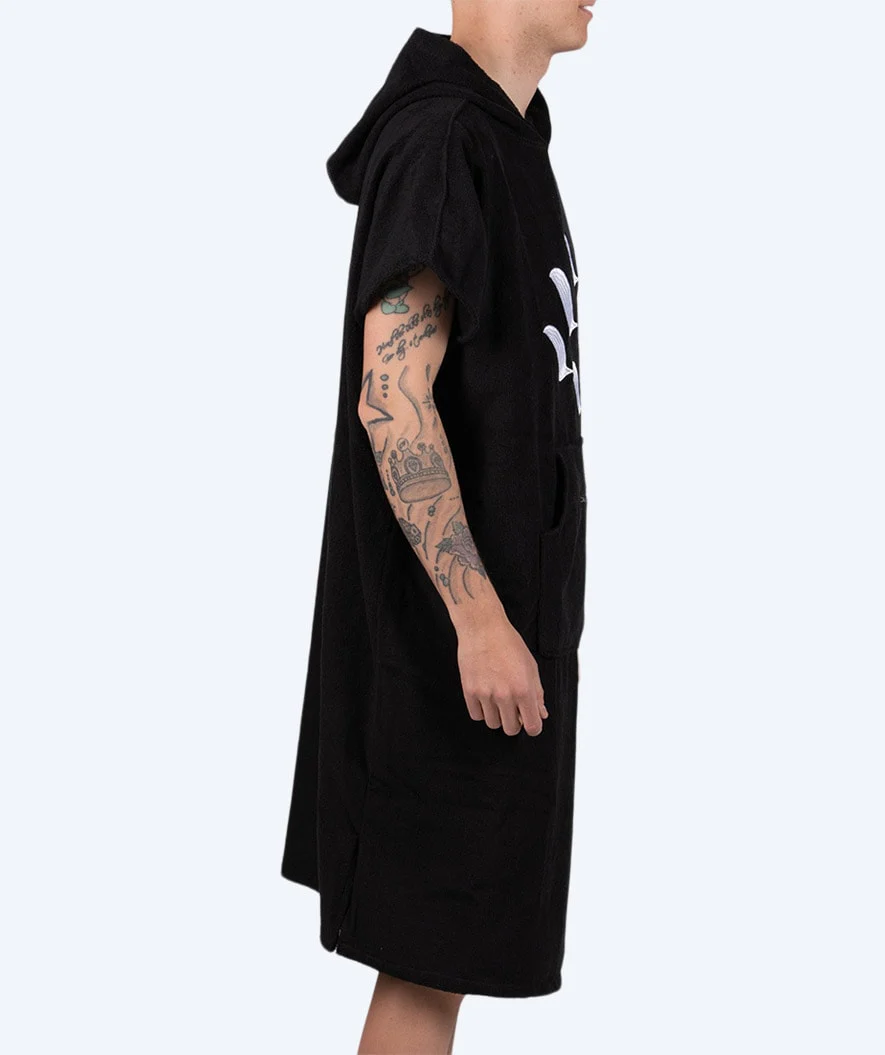 Watery badeponcho til voksne - Bomuld - Sort
