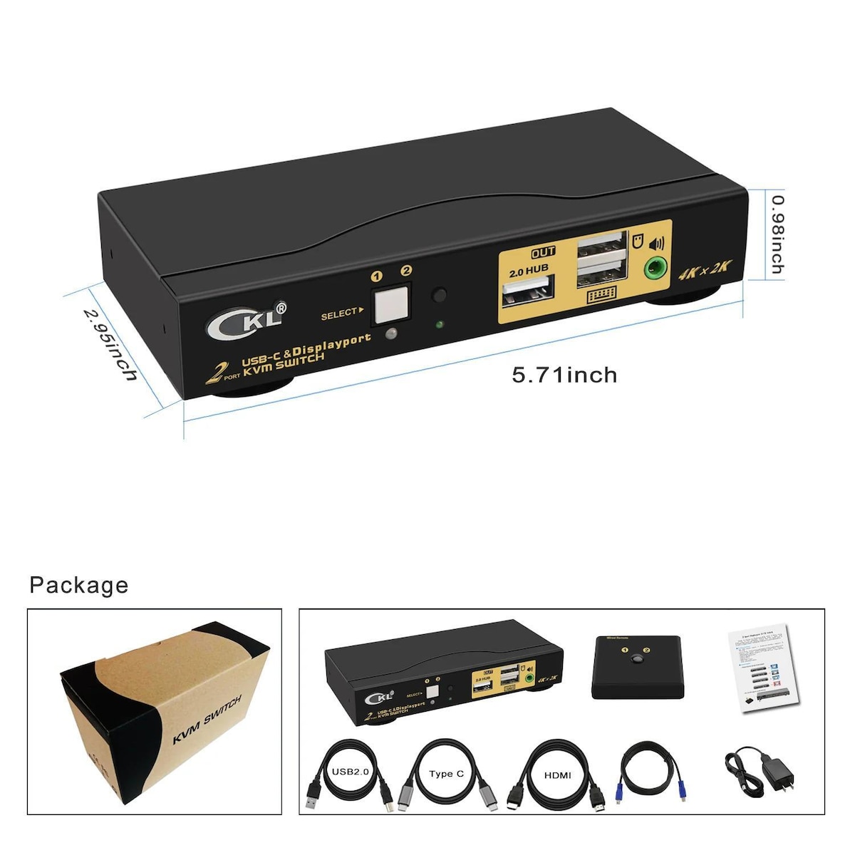 NÖRDIC USB-C + DisplayPort KVM-svitsj 4K 60Hz