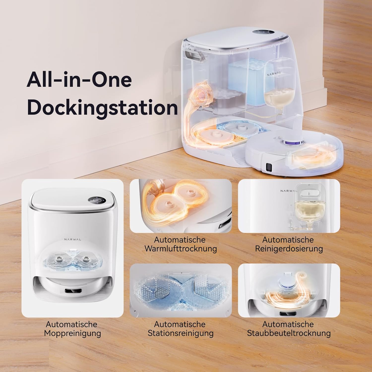 NARWAL Freo X Ultra Saugroboter mit Wischfunktion, Wischroboter Selbstreinigend mit 8.200 Pa Saugkraft, All-in-One-Station, Verwicklungsfrei, DirtSense, 3D-Strukturlicht, Staubaufbewahrung