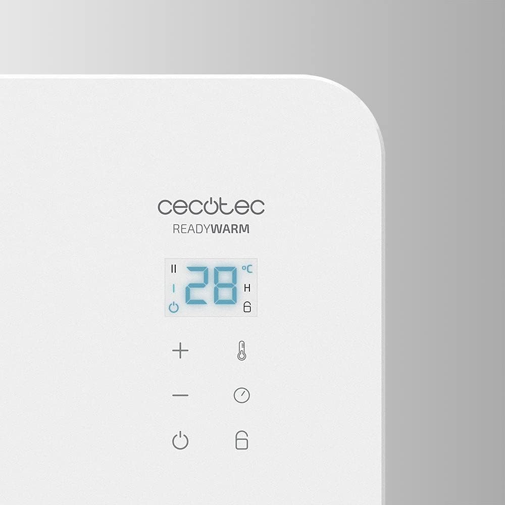 Cecotec Heizkonvektor mit Glasplatte Ready Warm 6750 Crystal Connection. 2000 W, WiFi-Steuerung , einstellbares Thermostat, Timer, Bodenständer, Geeignet für Badezimmer (IP24), Lautlos