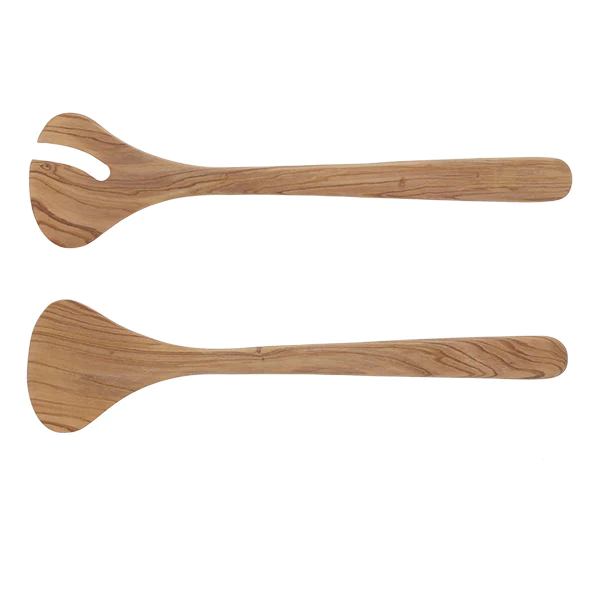 Service à salade Gingko 30 cm bois d'olivier Jean Dubost