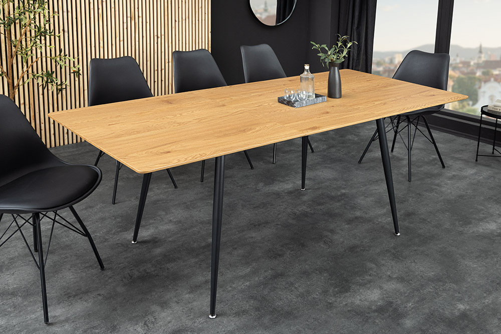 Ausziehbarer Esstisch APARTMENT 120-160cm natur Wildeiche schwarzes Metallgestell