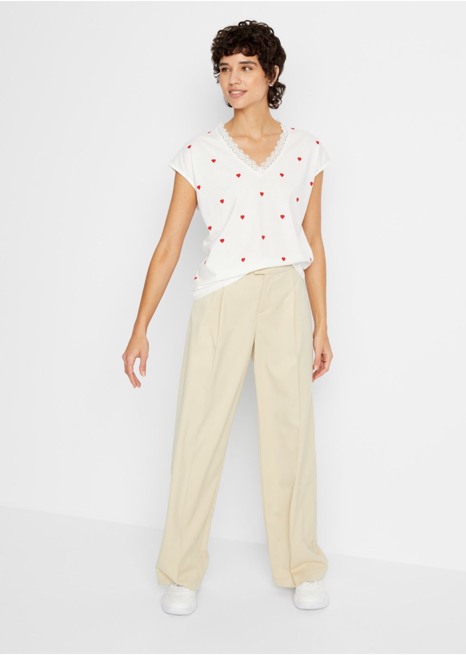 T-shirt imprimé avec dentelle