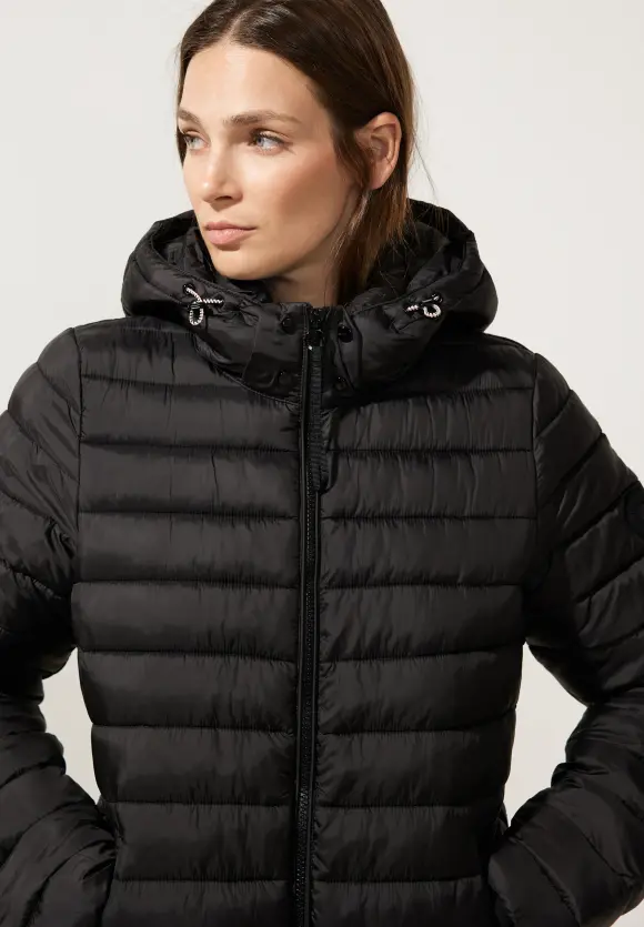 Lange Stepp Winterjacke - Black
