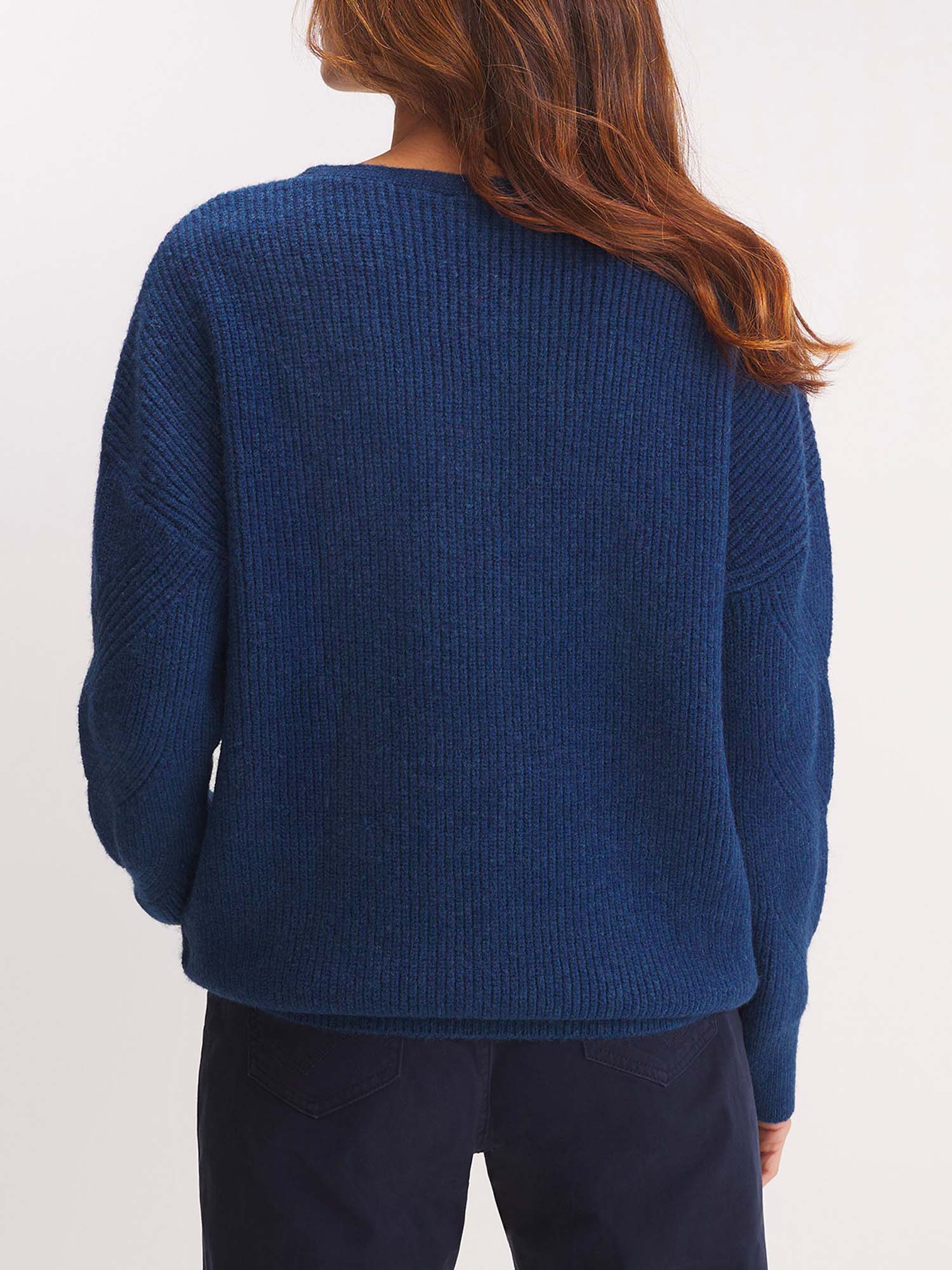 Pull Femme Manches Torsadées Bleu