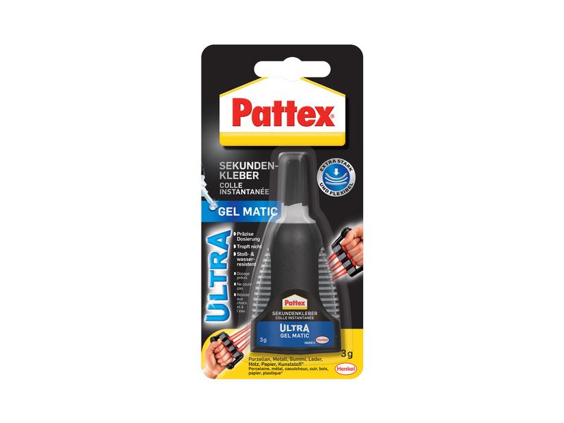 Pattex Sekundenkleber Ultra Gel Matic 1 x 3 g, Transparent Reparaturkleber