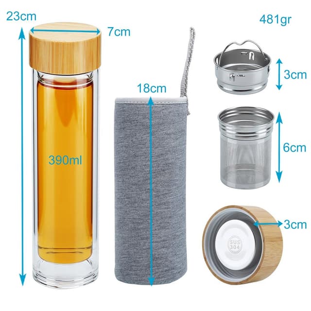 Termoflaske 450 ml Teflaske med infusionsfilter