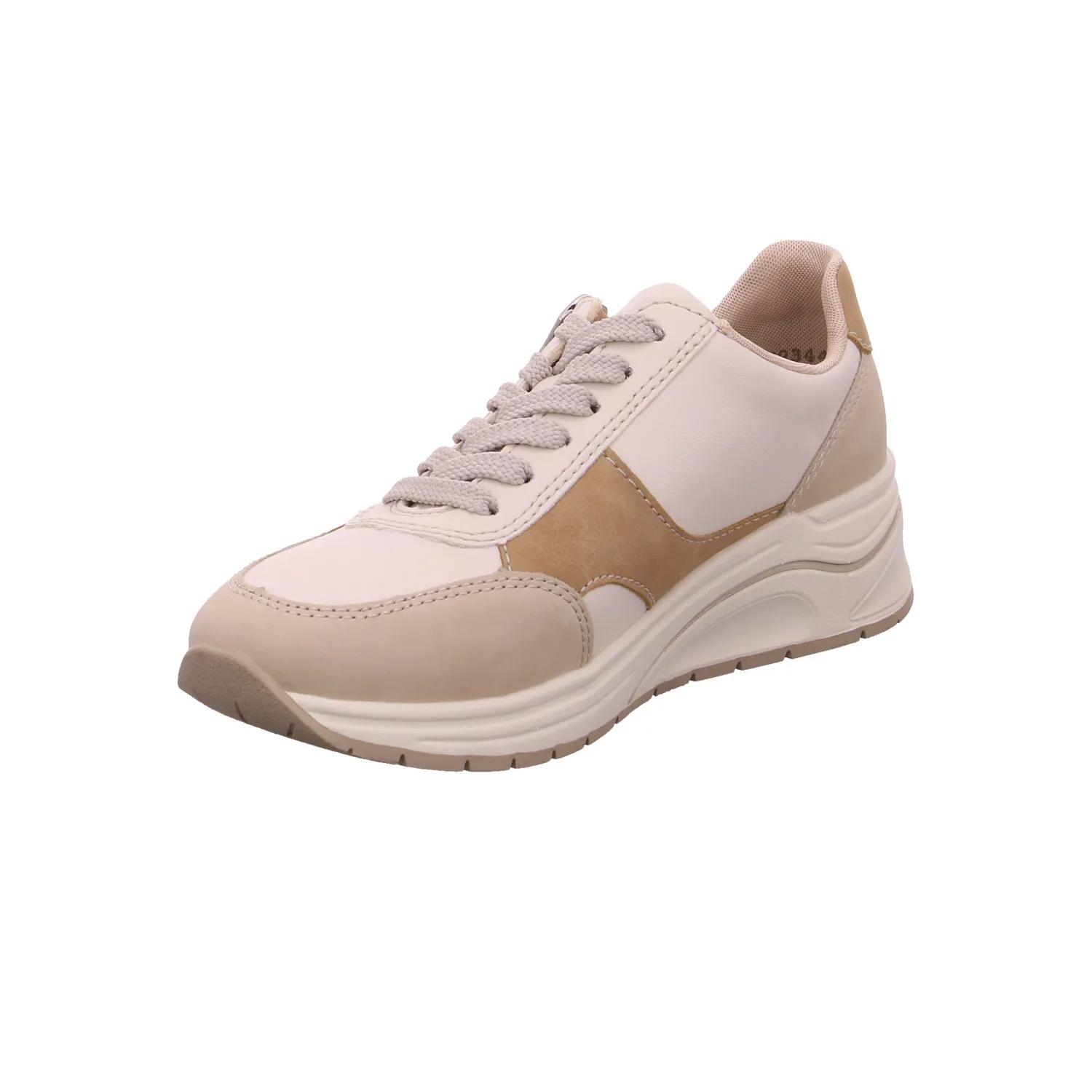RIEKER Comfort-Schnürer Beige Lederimitat  mit Wechselfussbett