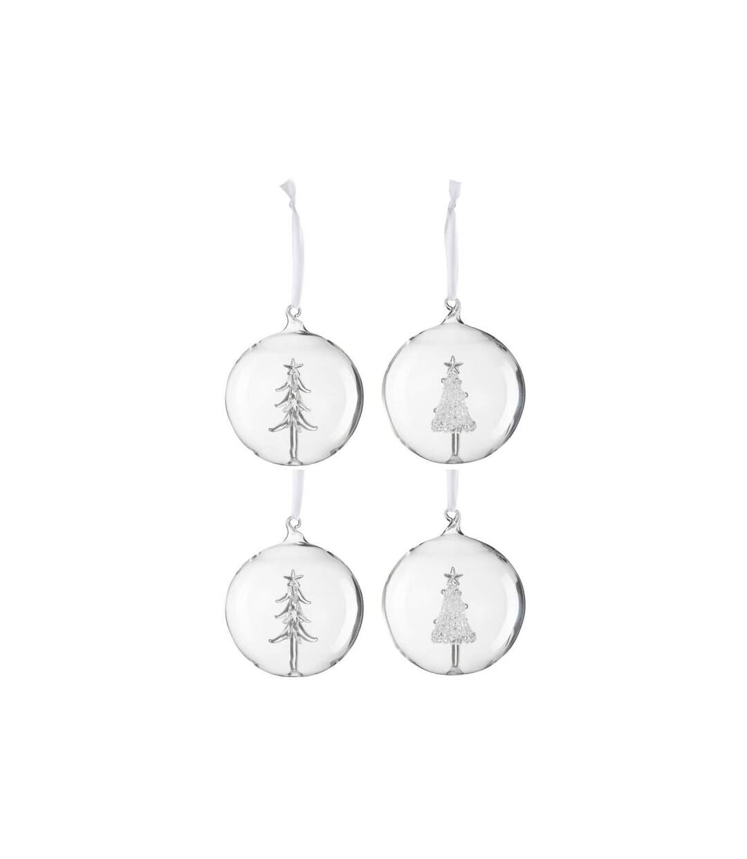 Paris Prix - Lot De 4 Boules De Noël sapin 3d 10cm Transparent