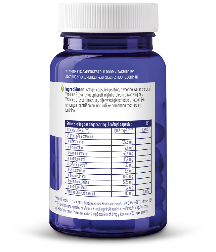 Vitakruid Vitamine E Complex 8 Tocoferolen En -Triënolen (60 softgels)