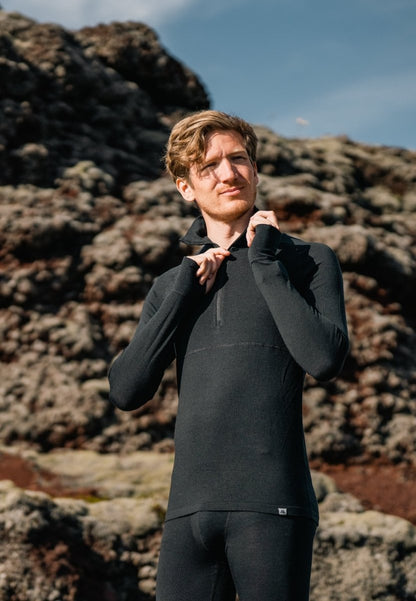 MERINOULD BASELAYER HALF-ZIP BLUSE TIL MÆND