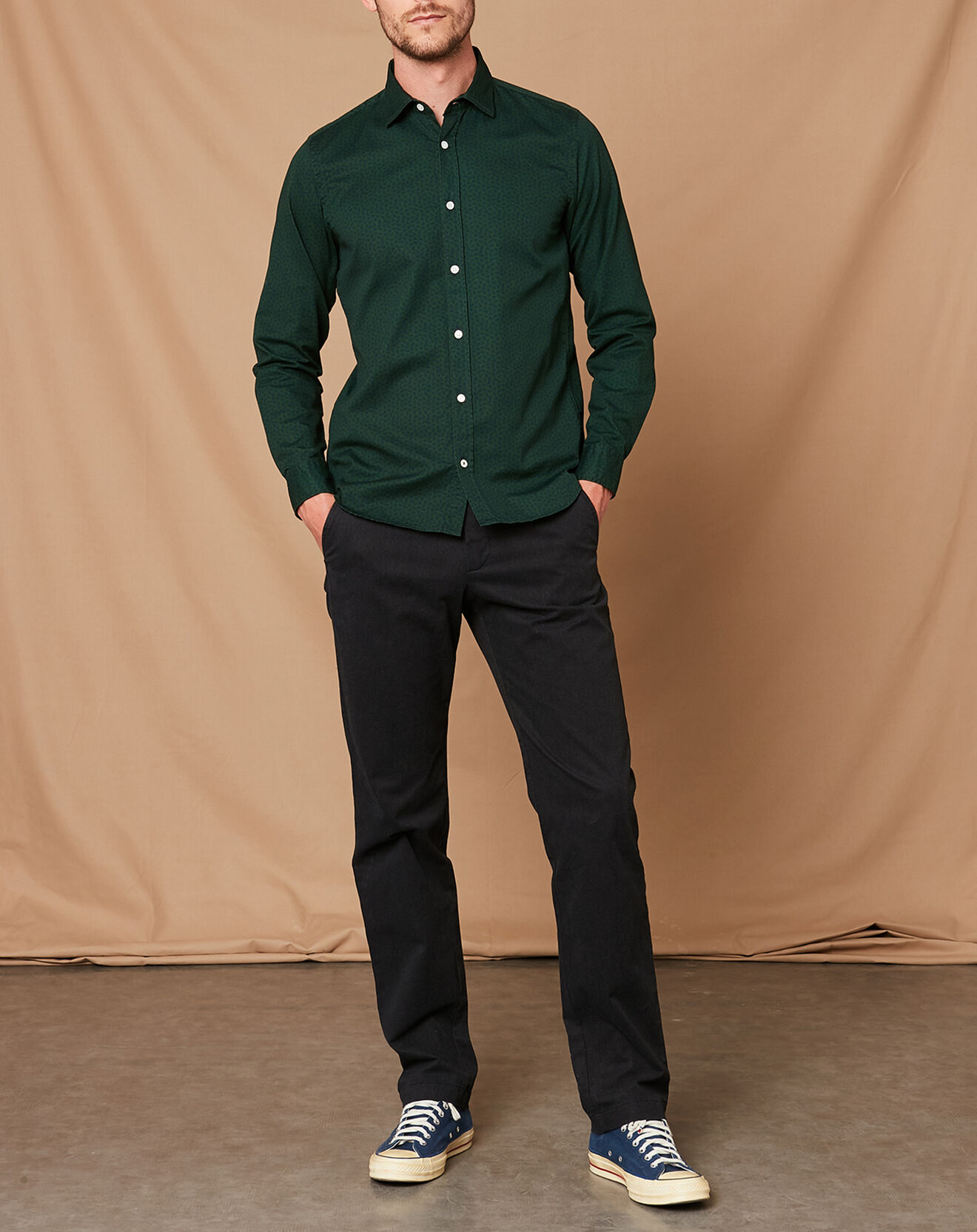 Hartford Chemise Slim Sammy vert/marine