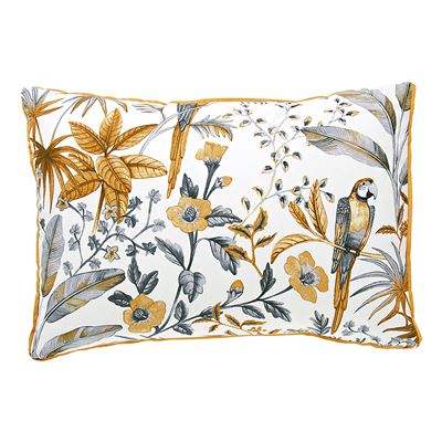 Linge de lit flanelle fleurs et perroquets - BECQUET CRÉATION