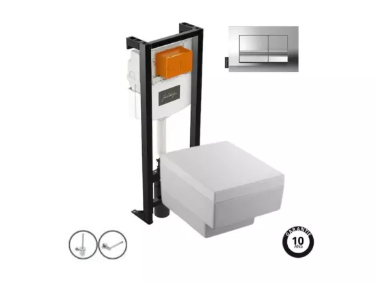 Pack WC suspendu JACOB DELAFON Terrace+ bâti-support + plaque Chrome + accessoires