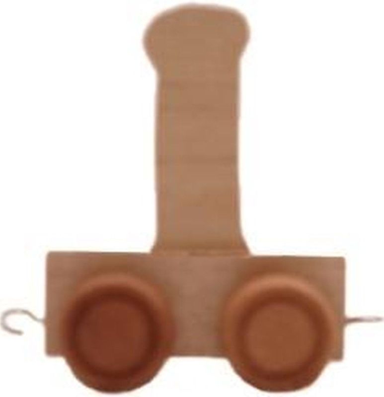Houten Lettertrein - Letter I - Inclusief Wagon - 5 cm Lang - 6 cm Hoog