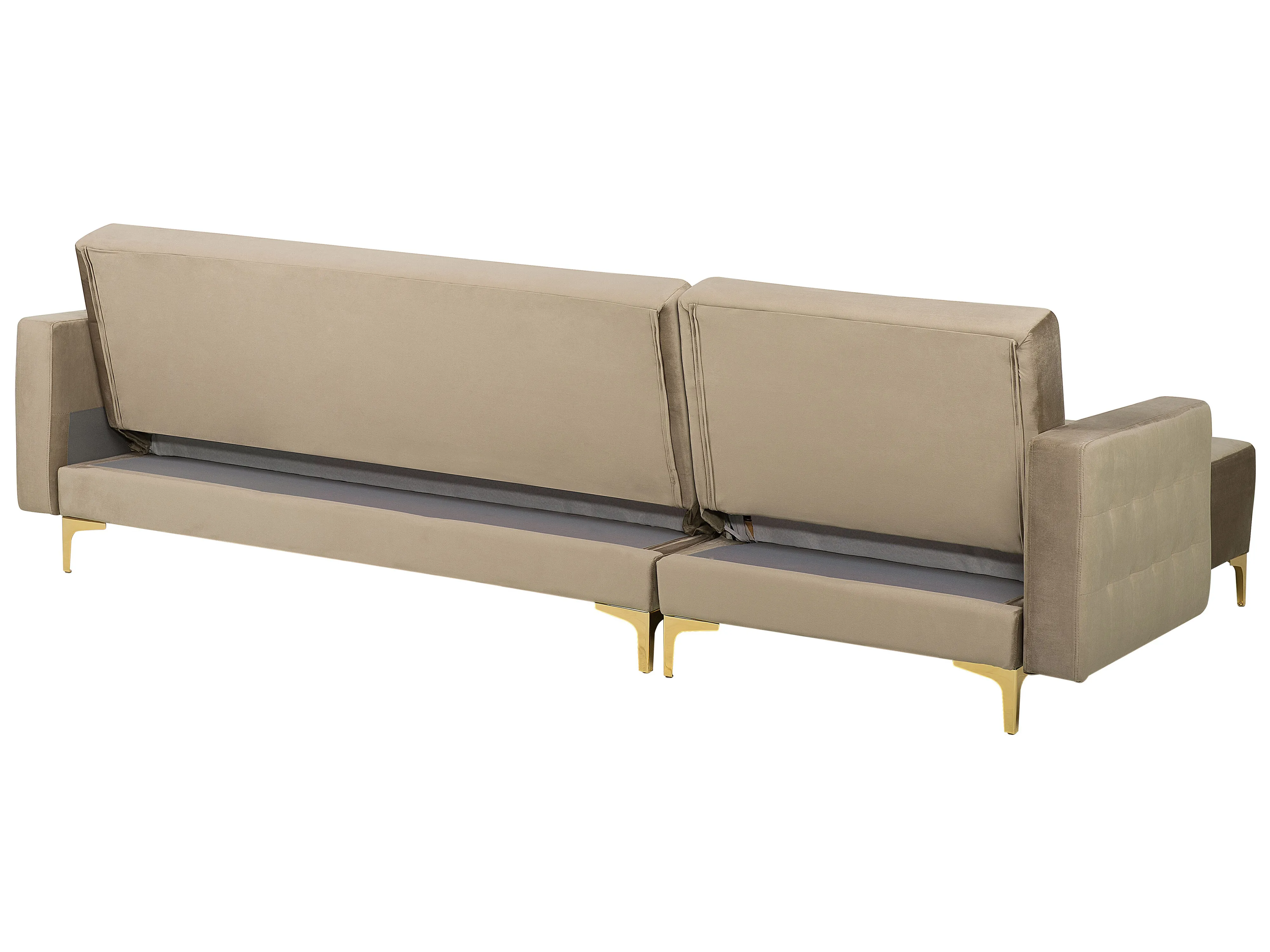 Modulaire hoekslaapbank 4-zits ABERDEEN Fluweel Zandbeige rechtszijdig