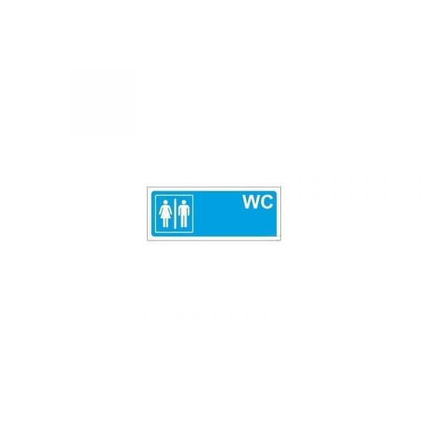 Placa Sinalética Em Pvc C/ Fita Dupla Face - Wc Misto (15x6,5cm)