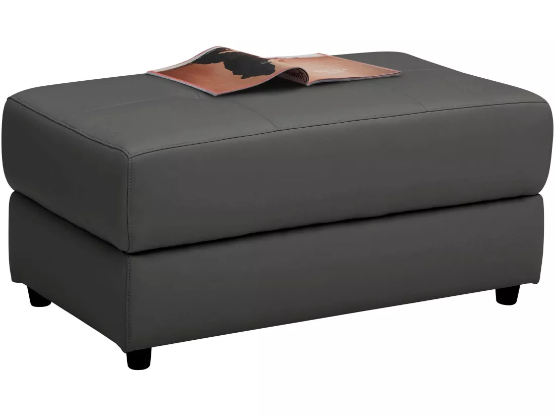 Capena | Pouf rembourré en cuir et PU gris