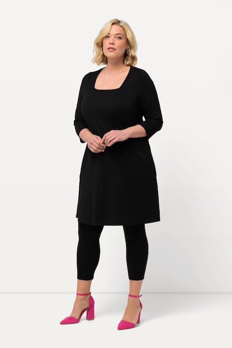 Longshirt, A-Linie, Carree-Ausschnitt, 3/4-Arm