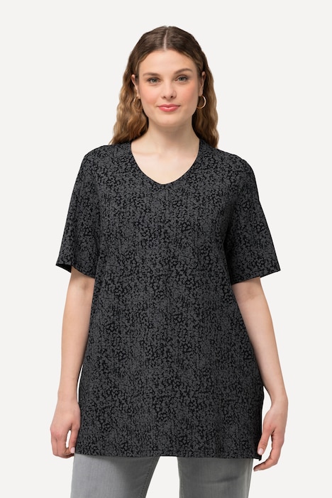 T-Shirt, Punkte, A-Linie, V-Ausschnitt, Halbarm