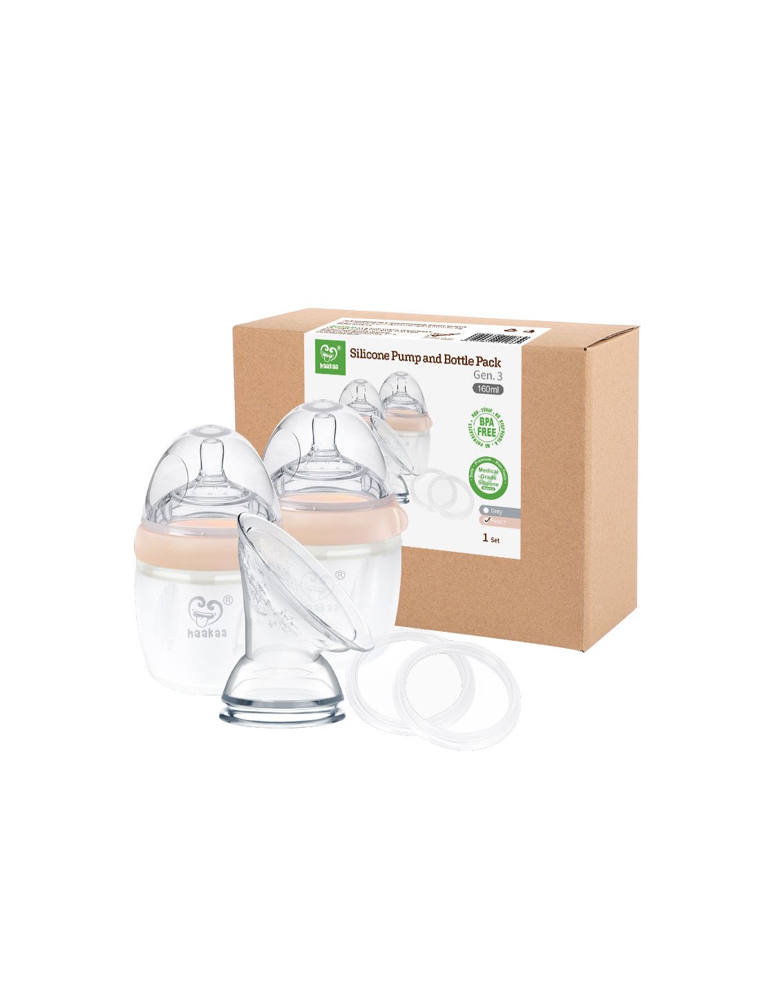 Haakaa Generation 3 Milchpumpe + Flasche Set