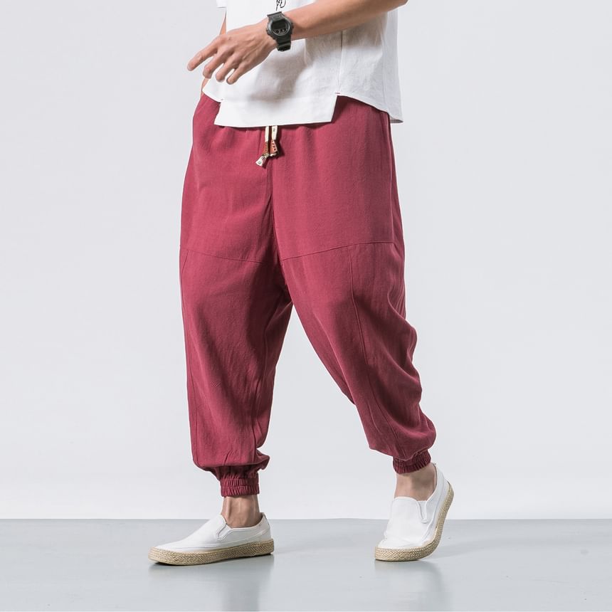 FORSETI - Effen cropped baggy broek met trekkoordtaille