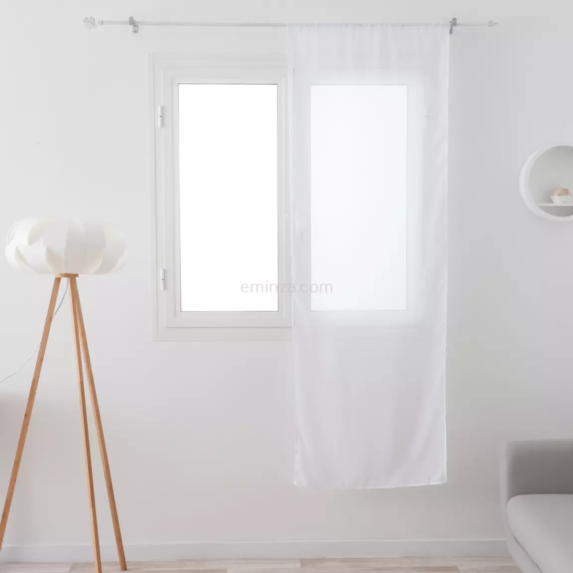 Voilage vitrage (70 x 200 cm) Etamine givrée Blanc