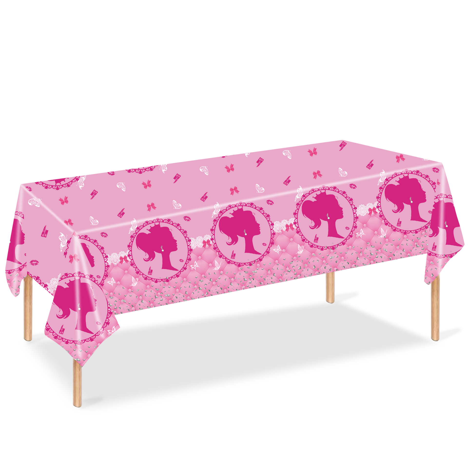 (117-tlg. Set) Happy Birthday Einweg Geschirr Kinder Party Tisch Deko inkl. Teller / Servietten / Papp Becher / Tischdecke / Besteck - Prinzessin