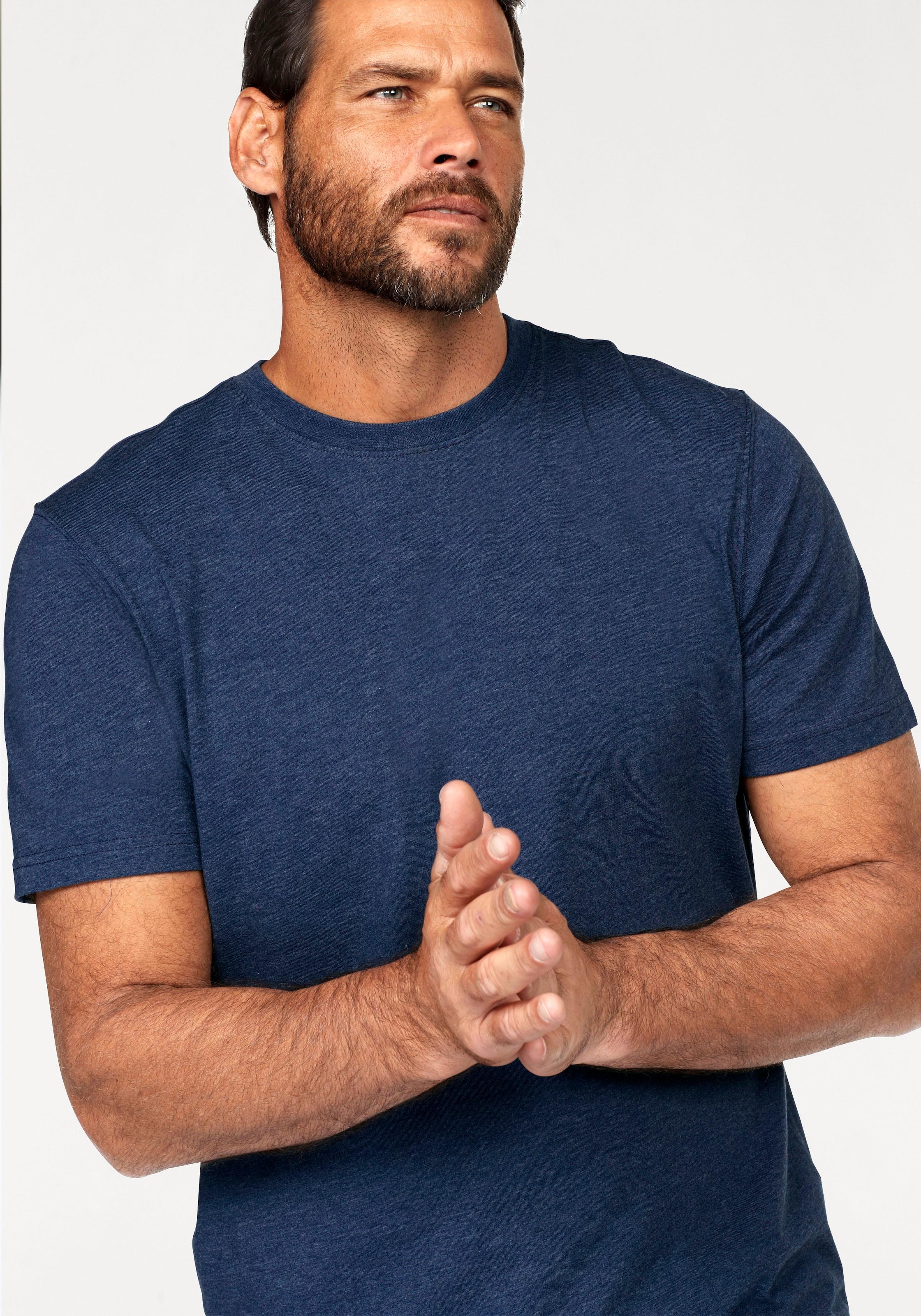 Man's World Rundhalsshirt , Kurzarm,  Basic-Stil,  aus Baumwollmischung,  2er-Pack