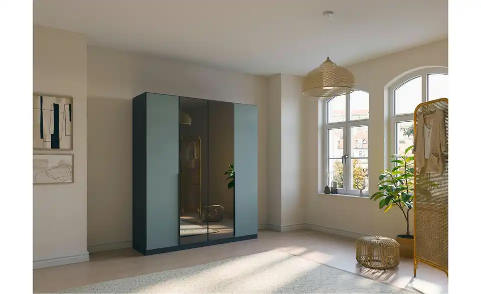 Drehtürenschrank Grau, Salbeigrün 181 cm 4 Stück