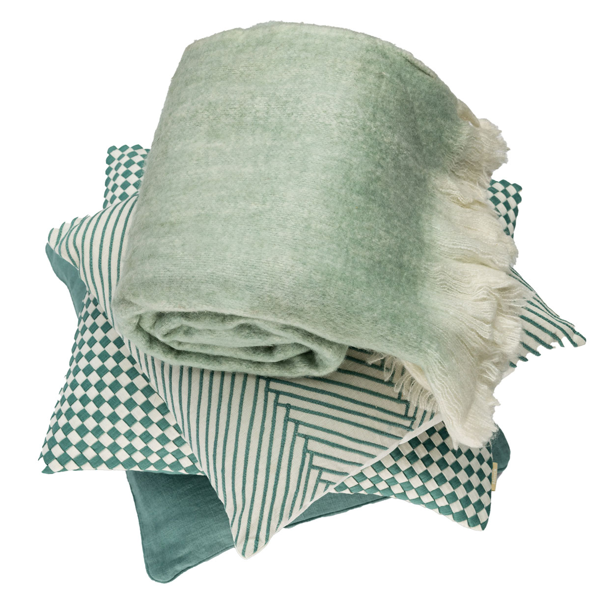 Kussen linnen Woven Seablue/offwhite