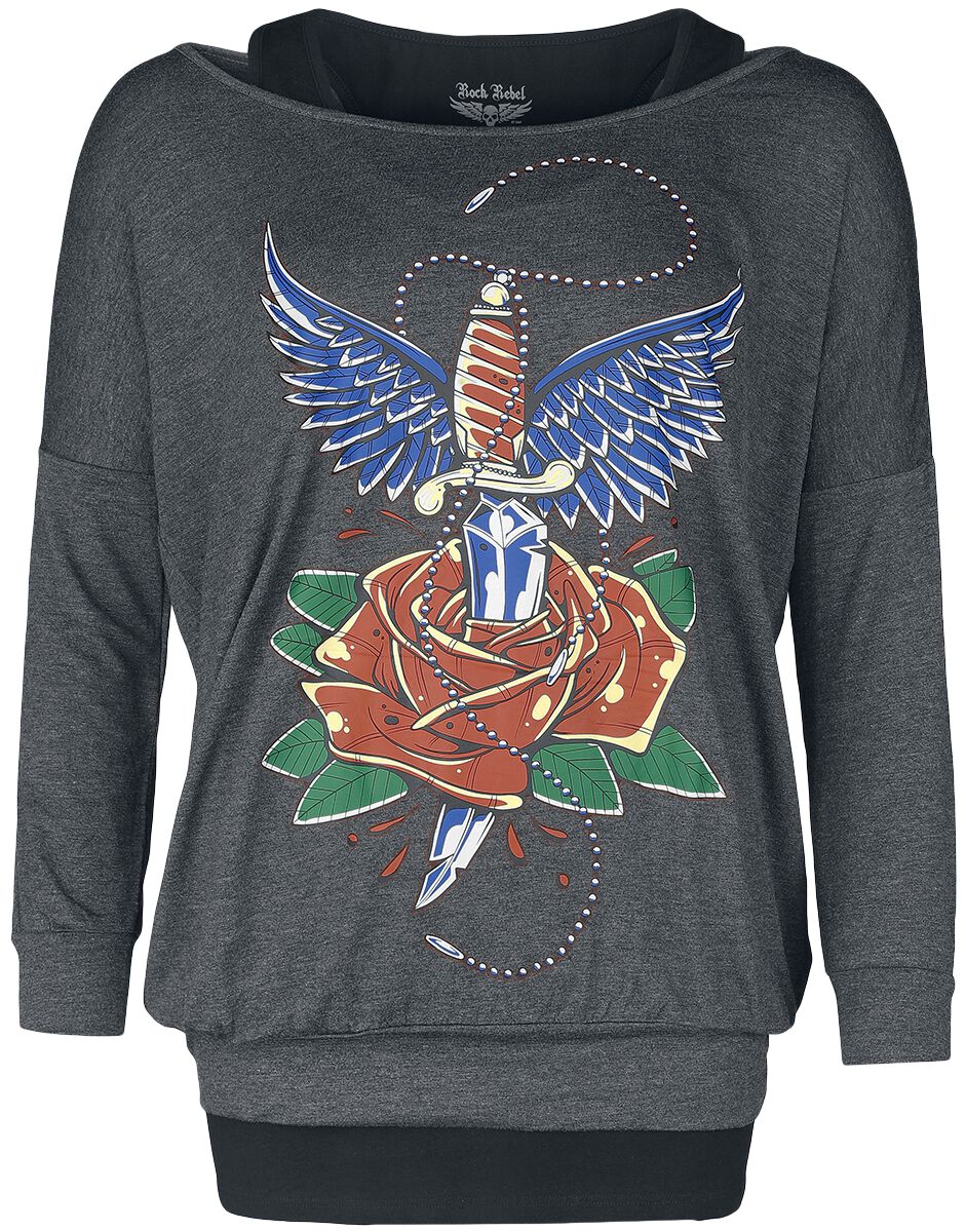 Haut Manches Longues Double Épaisseur Avec Imprimé à l'Avant | Rock Rebel by EMP T-shirt manches longues