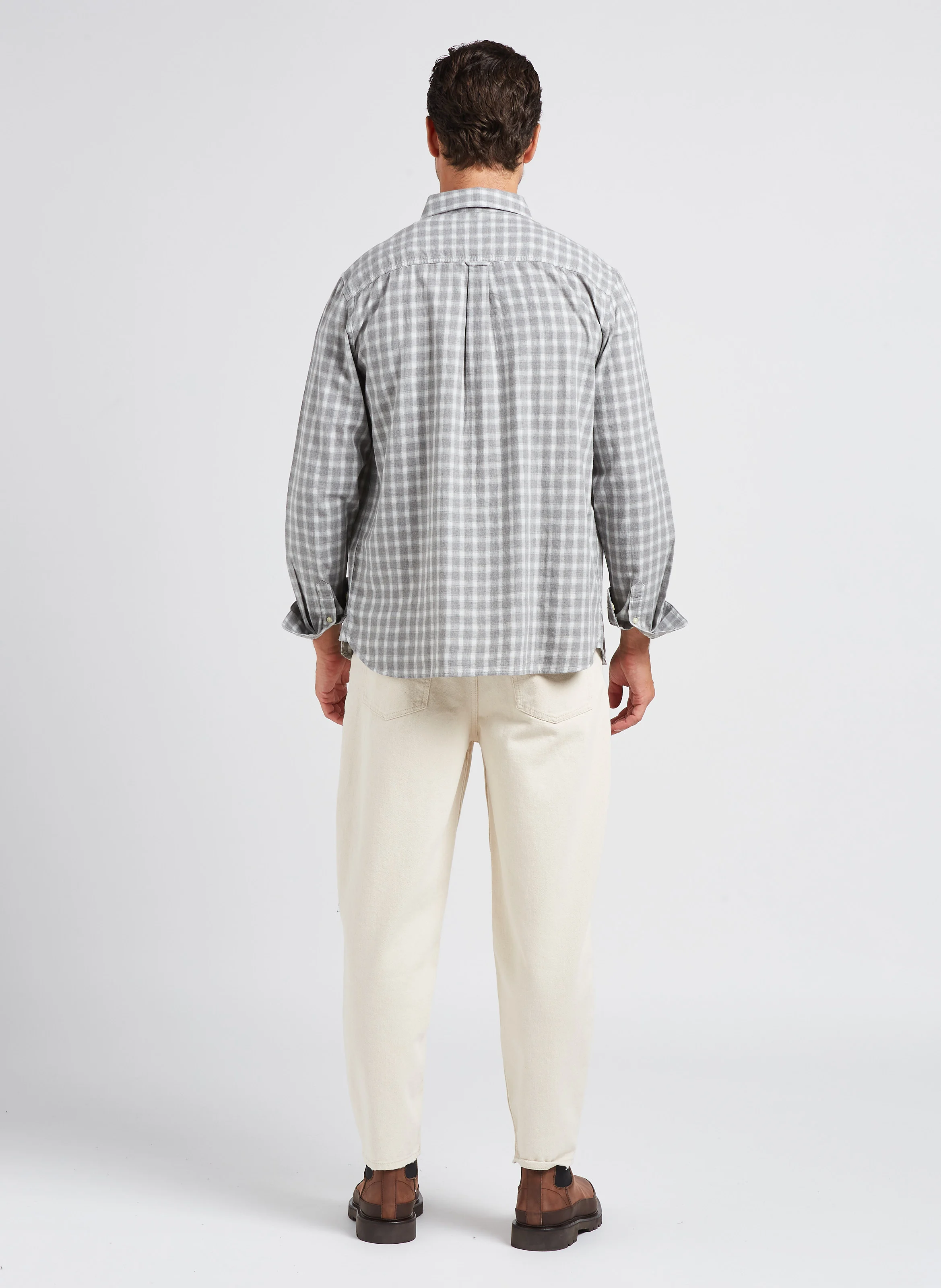 Chemise col classique à carreaux en coton bio | Multicolore