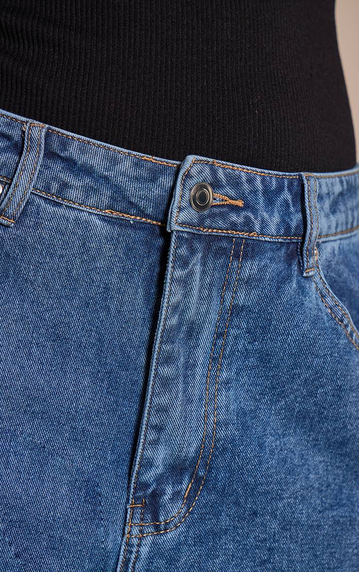 Délavage Vintage Jean Droit Grande Taille À Ourlet Fendu