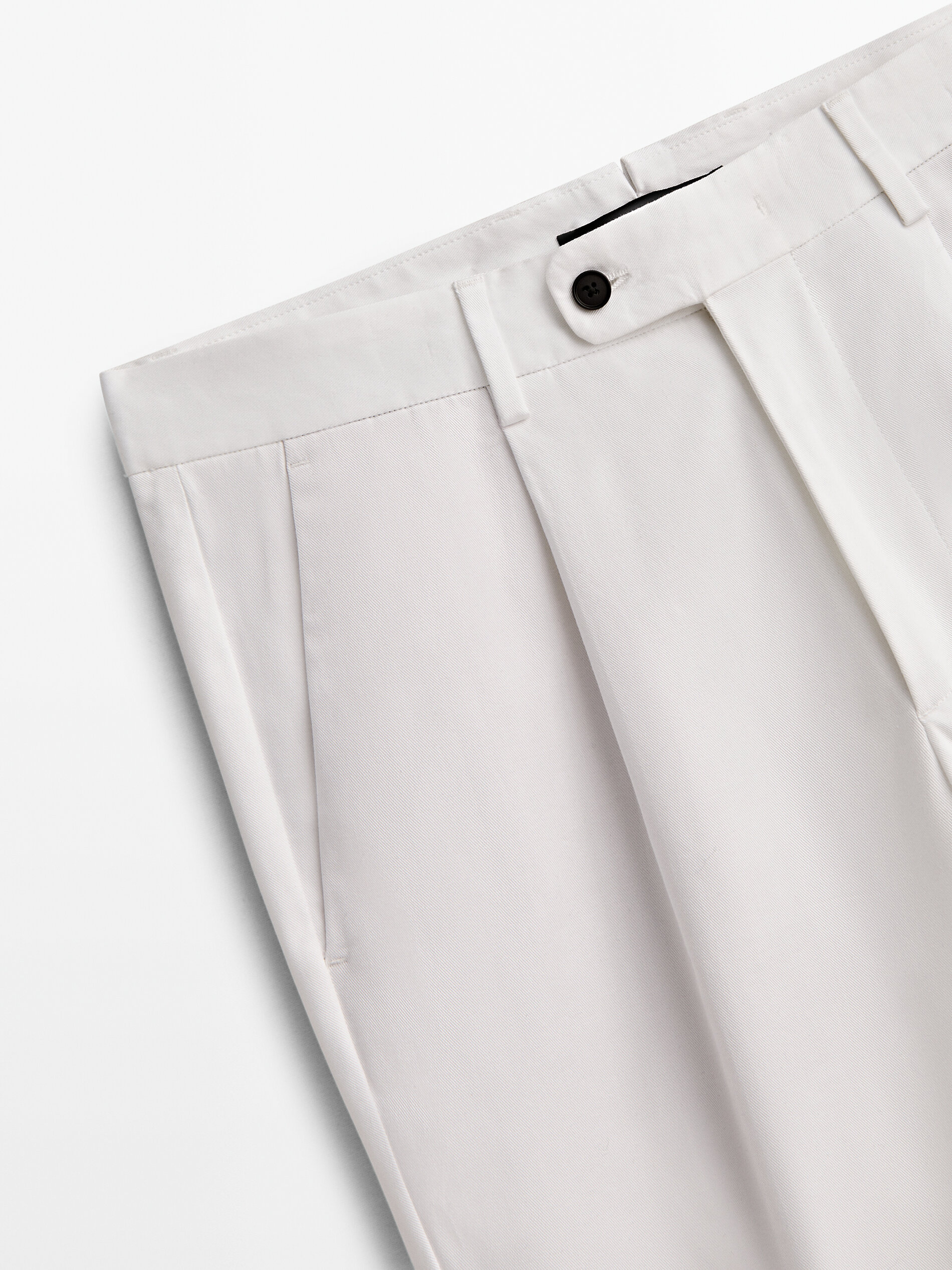 Pantalón pinzas ajuste cônico -Studio - BLANCO