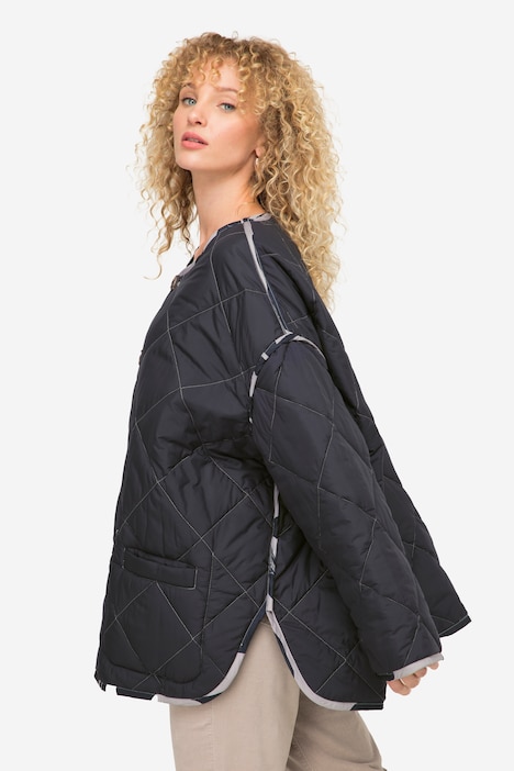 Wende-Steppjacke, Rundhals, je 2 Taschen, Langarm