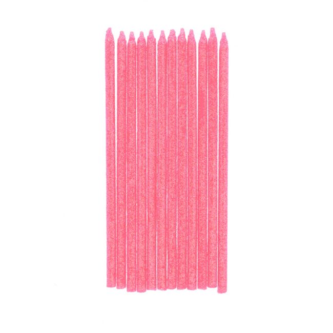 Lot de 12 bougies à paillettes roses Surprise Partie !