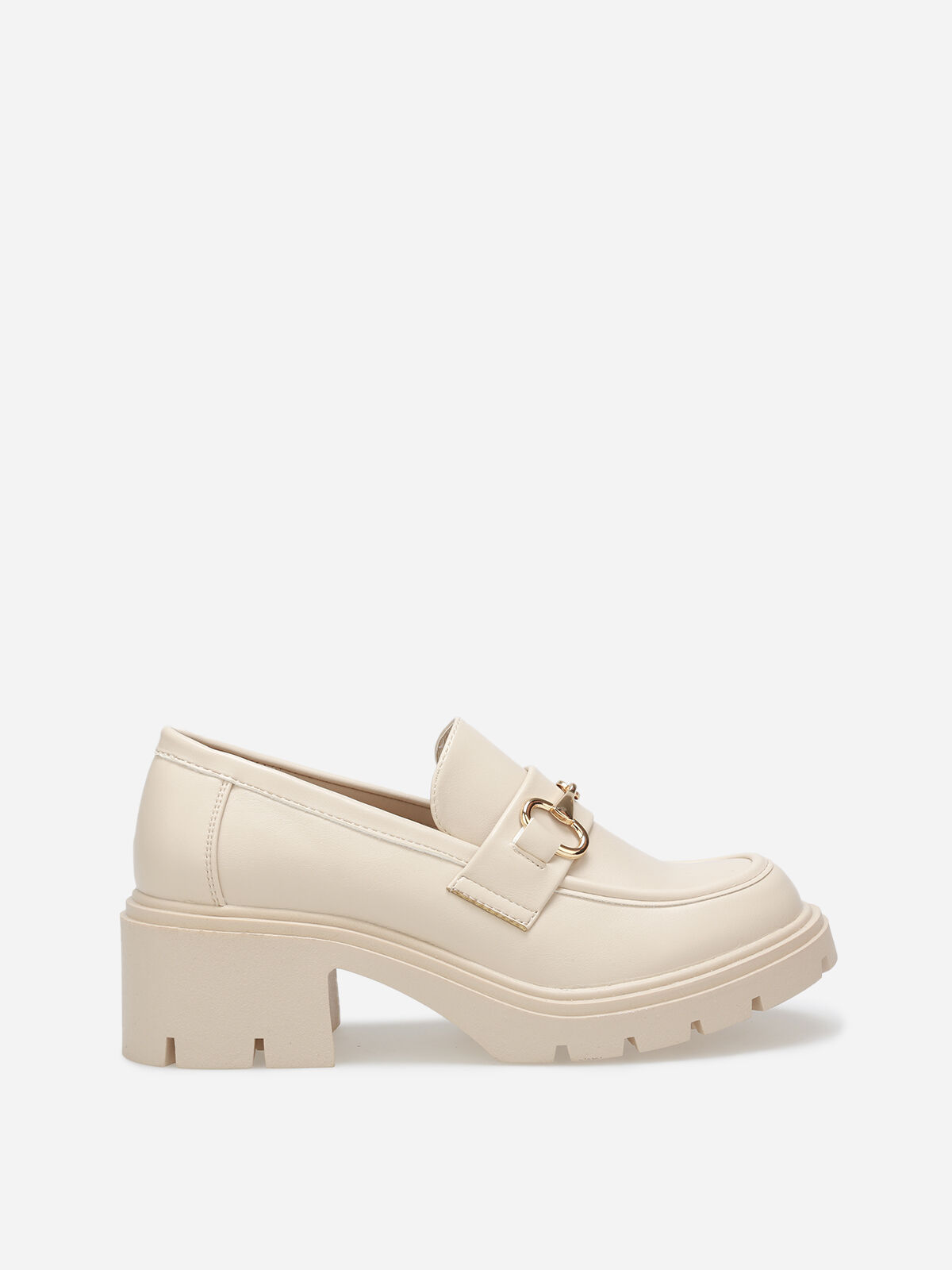 Mocassins à talon et semelle crantés- Beige