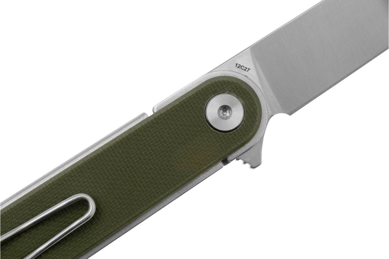 Real Steel Iris Flipper 8061AG Satin 12C27, OD Green G10, zakmes