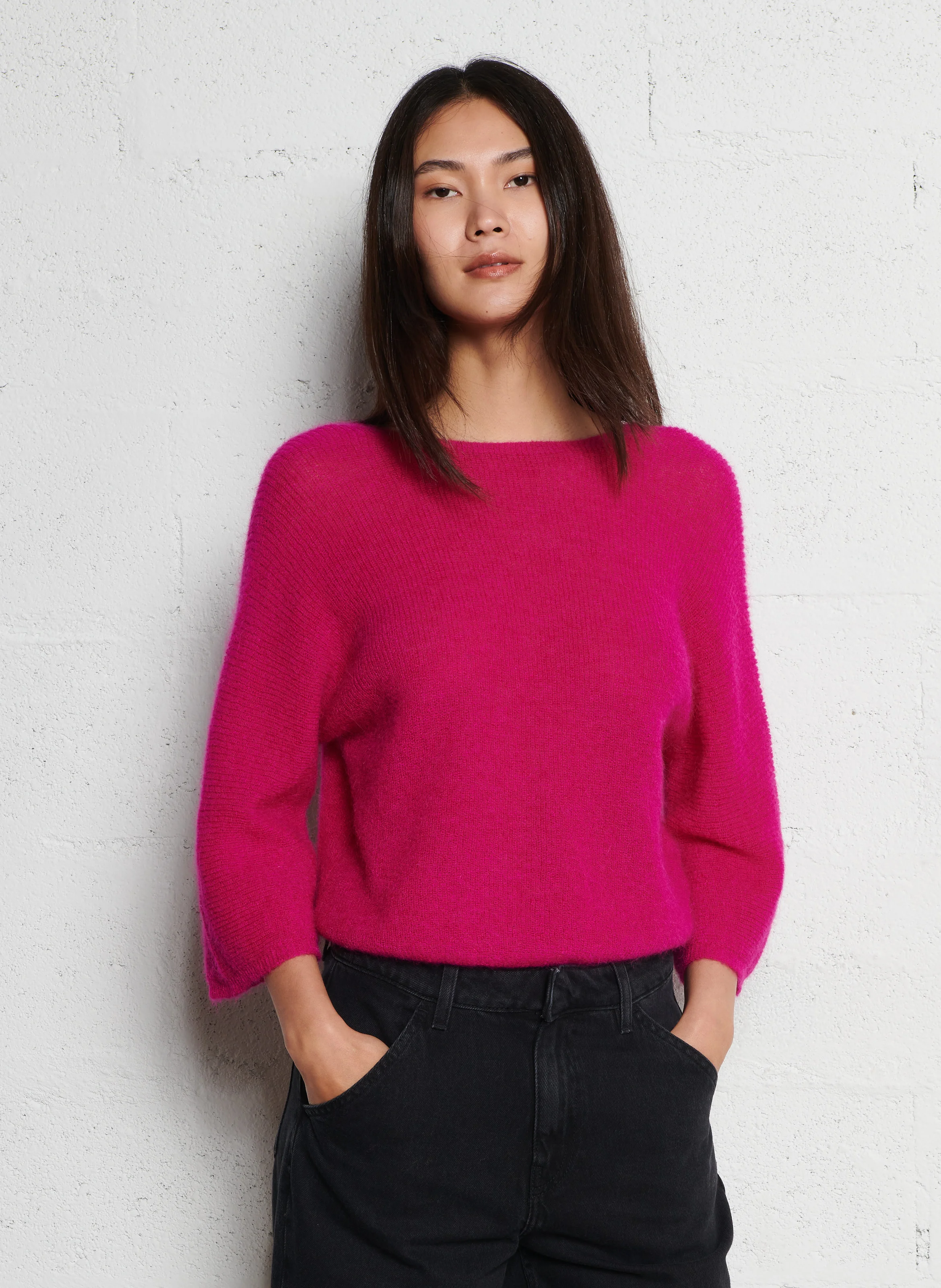 ISAAC - Cardigan col v à boutons bijoux en laine mélangée | Rose