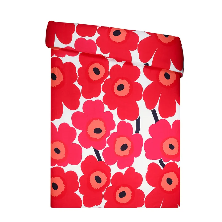 Marimekko - Unikko Deckenbezug, 150 x 210 cm, rot / weiss